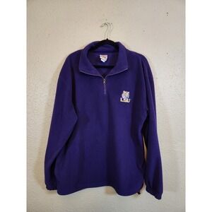 Red Oak Purple LSU Tigers Fleece Long Sleeve 1/4 Zip  Pullover Sweatshirt Size L